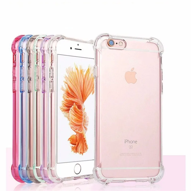 Ударопрочный чехол для iPhone 8 7 6 6s Plus X прозрачный мягкий силиконовый угловой ТПУ Etui