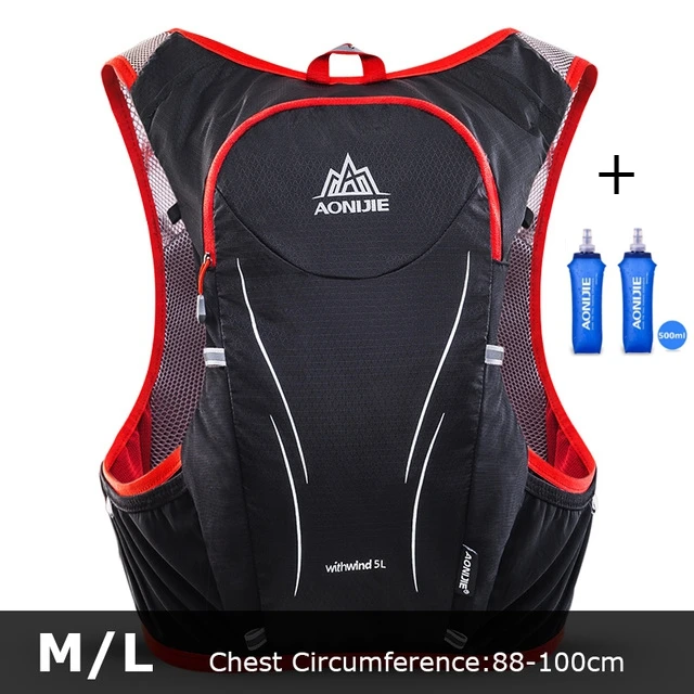 M L 500mlx2 AONIJIE 5L обновлен уличная Сумка для бега рюкзаки Марафон Светоотражающие рюкзак для пеших прогулок, велопрогулок жилет-рюкзак против обезвоживания 2 цвета E906S - Цвет: M L 500mlx2