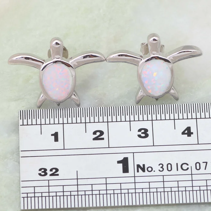 

Garilina Graceful Brand Designer White Opal Earrings Silver Color Earrings Cute Tortoise Fashion Jewelry E162