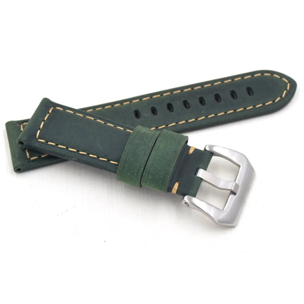 2020 Handmade Genuine Leather Watch Band Bracelet Cowhide Men Strap Fashion 22MM 24mm Belt Steel Metal Pin Buckle For Pam111 441 | Наручные
