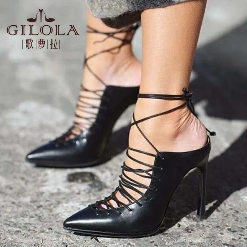 Пикантные женские сандалии с ремешком вокруг лодыжки на тонком каблуке