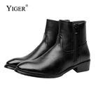 Мужские ботинки YIGER из натуральной кожи, с острым носком