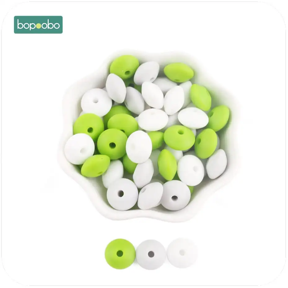 Bopoobo 40pc 12mm Silicone Beads Abacus Lentils SoftBPA Free  Food Grade Material DIY Crafts Baby Teeething  Beads Baby Teether