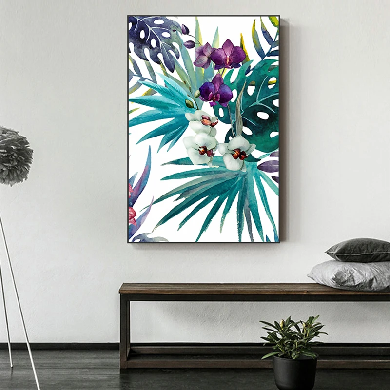 Nordic Plant Heaven Bird Canvas Painting Purple Flower Posters Prints for Living Room Romantic Wall Art Picture Affiche Salon | Дом и сад