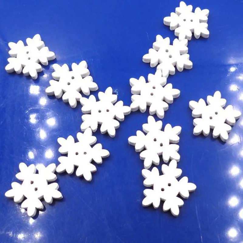 25/50/100pcs 17.5mm White Christmas Snowflake Wooden Buttons Fit Sewing and Scrapbooking DIY Wedding Festive Decoration Supplies | Дом и сад