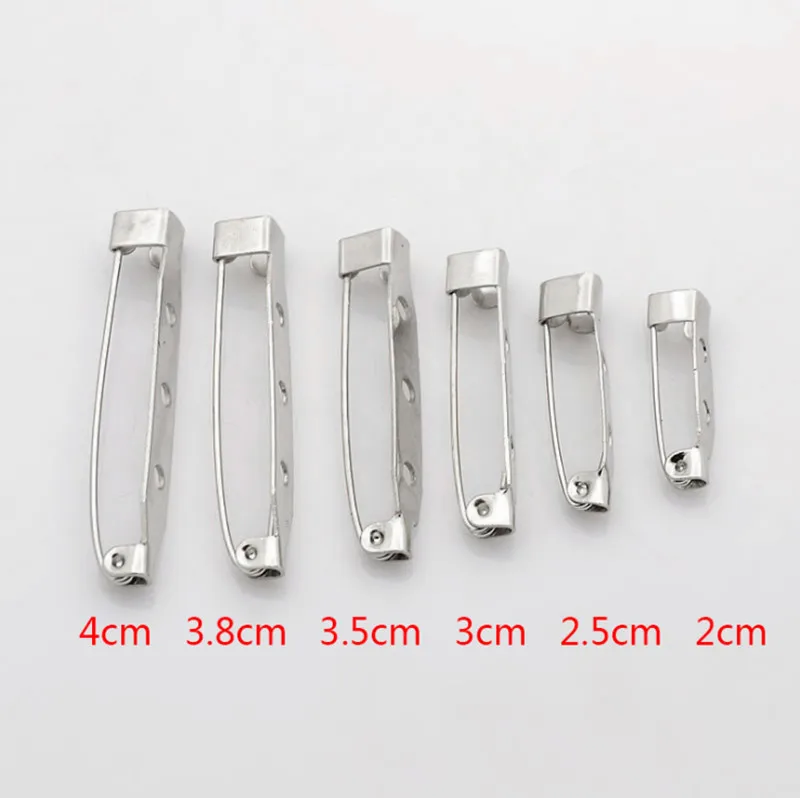 

50pcs Brooch Base Back Bar Pins Jewelry Findings Making 15/20/25/32/38/40/45mm Clip Safty Catch Findings Pin Back Brooch
