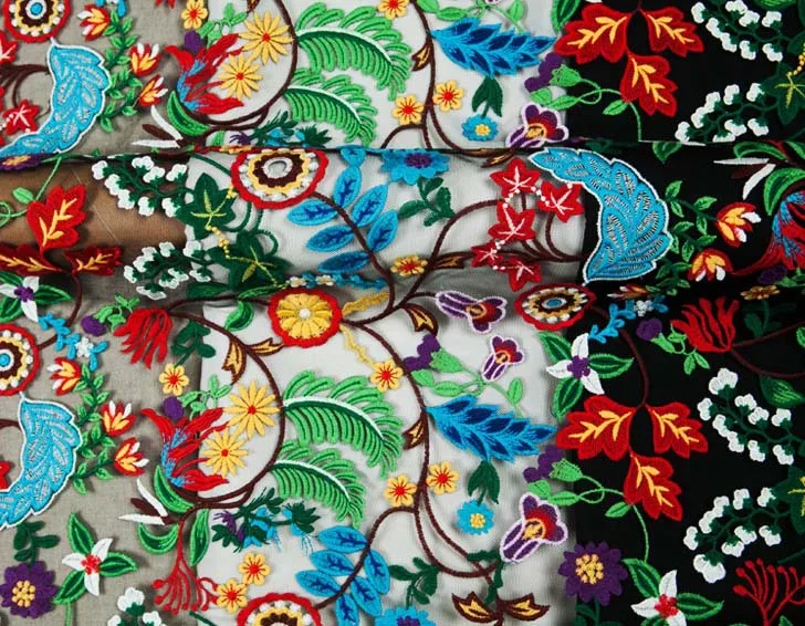 1 ярд модная черная сетчатая ткань от кутюр сексуальная вышивка цветная