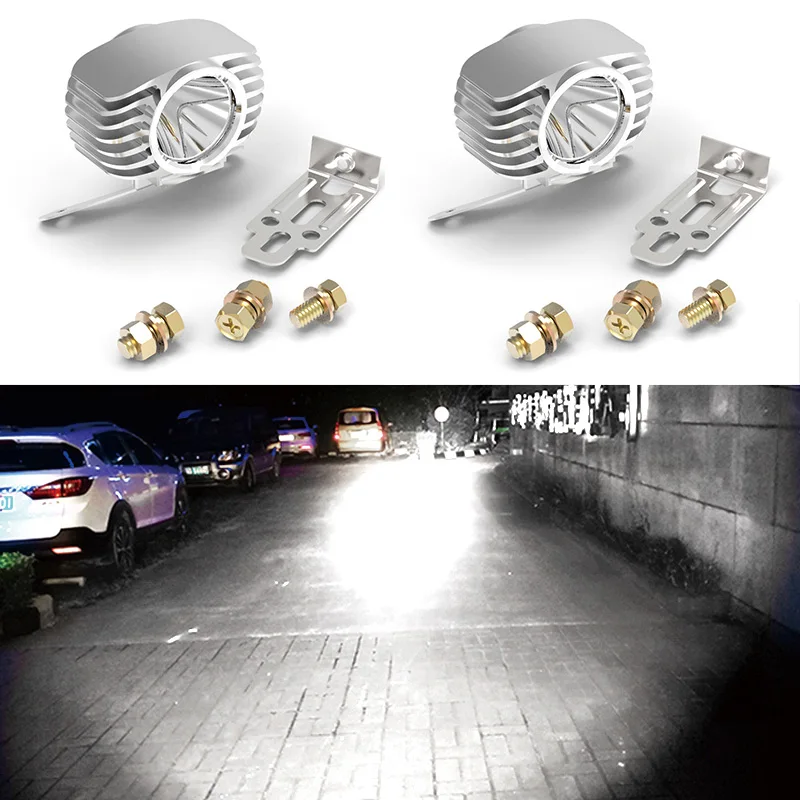 Silver Housing 6000K CNSUNNYLIGHT 2 шт. светодиодный фонарь для мотоцикла 3000K 4300K 6000K светодиодный прожектор для мотоцикла аксессуары точечные Фары Водонепроницаемый - Цвет: Silver Housing 6000K