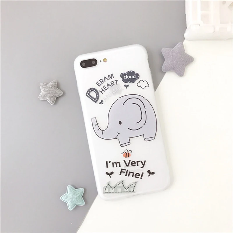 Силиконовый чехол для телефона iPhone 7 8 Plus 3D слон кролик мягкая ТПУ задняя крышка X XS