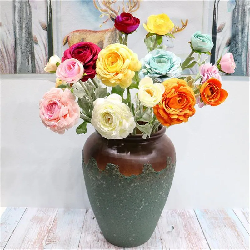 Поддельные короткие Стволовые Ranunculus 19 69 &quotДлина моделирования Tufting Камелия для