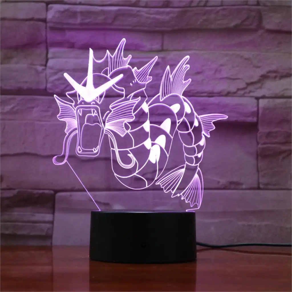 3D лампа Pokemon Gyarados 7 цветов Светодиодные ночные лампы для детей сенсорные