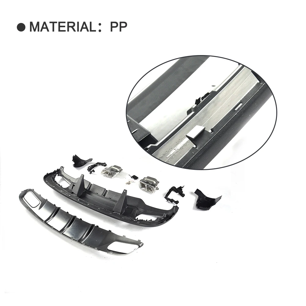 PP Car Rear Lip Diffuser With Exhaust Muffler For Mercedes Benz GLA Calss GLA260 Sport SUV 2015-2017 | Автомобили и мотоциклы