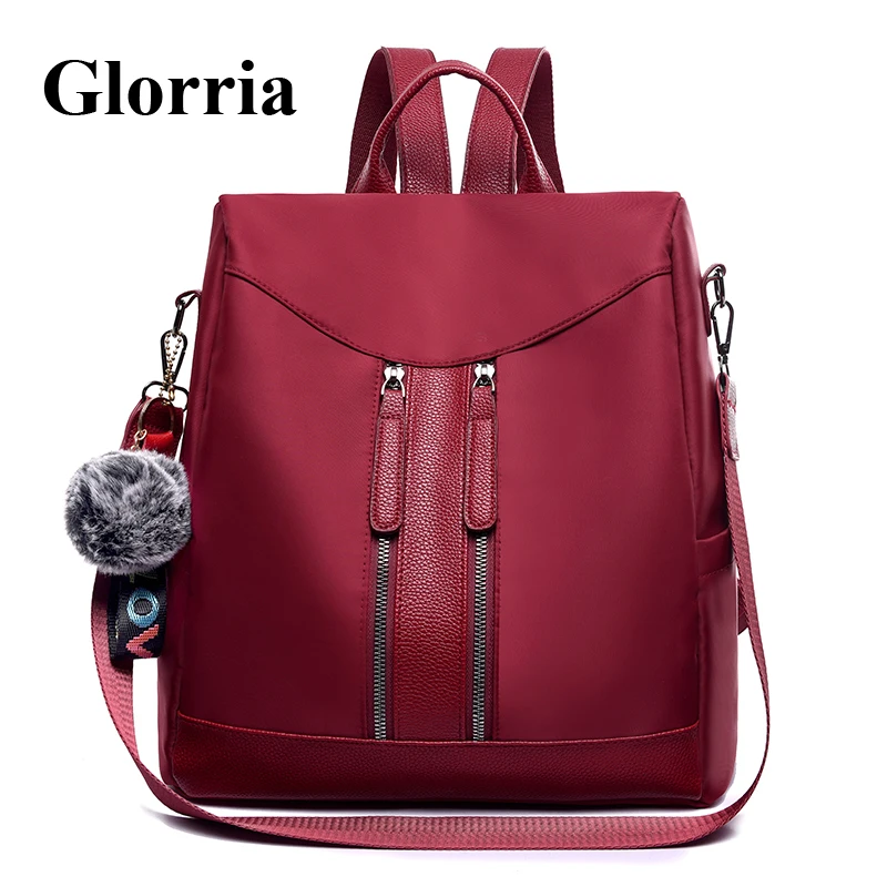Glorria Luxury Anti Thef Backpack Women Leather Bag Designer Brand Bagpack for Girls Big Book Female Fur Hairbal | Багаж и сумки