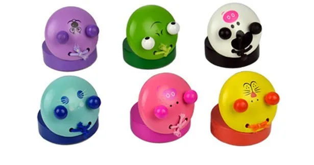 Baby Educational Toy Cartoon Kids Wooden Castanet Clapper Handle Musical Instrument Toy Baby Hand Grasping Toy Gift Random Color