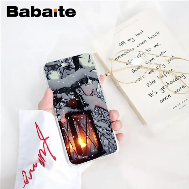Babaite пейзаж зимний светильник снег Рождество DIY окрашенный чехол для телефона для iPhone 8 7 6 6S Plus X XS MAX 5 5S SE XR 10 Чехол