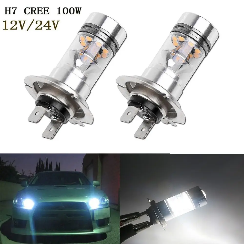 2 Шт. Автомобилей Canbus Ксеноновые Белый Ошибка Бесплатный 20SMD Cree Чип 100 Вт LED H7