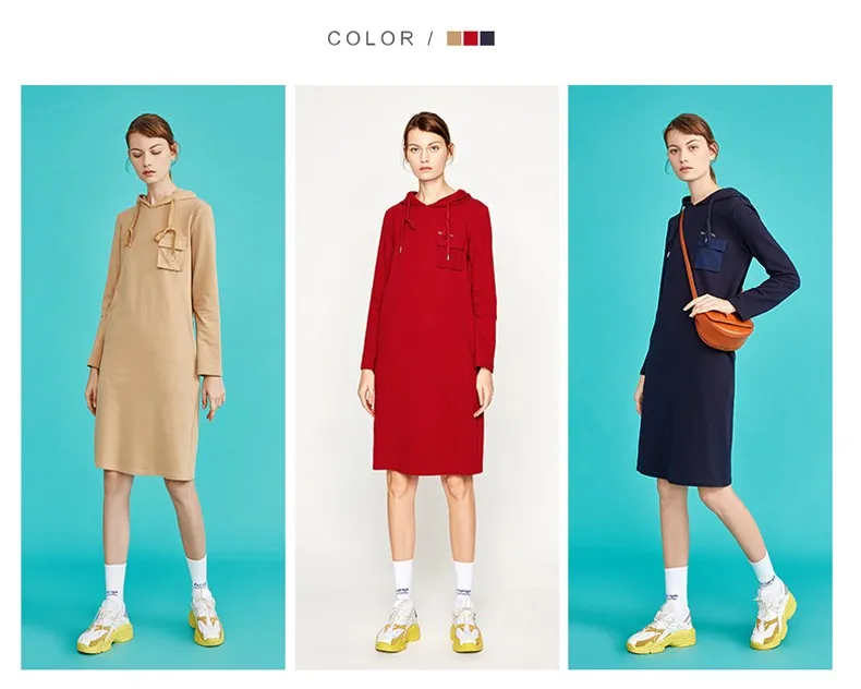 Toyouth Casual Women Jumper Dress Embroidery Pocket Female Skinny Dresses H-Line Brief Straight Loose Fashion Women Vestidos
