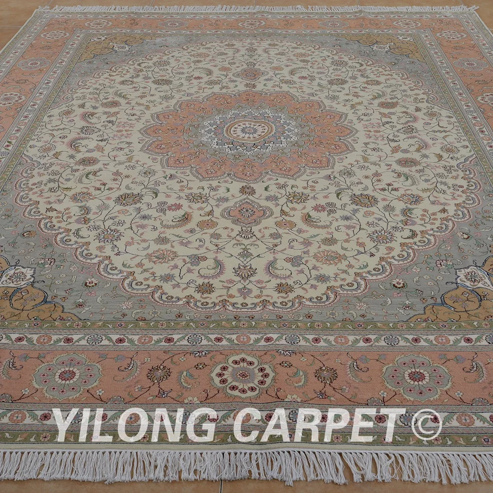 Yilong 8 'x 10' Vantage коврик Тебриз бежевый и розовый ковер Изысканная область шерсти