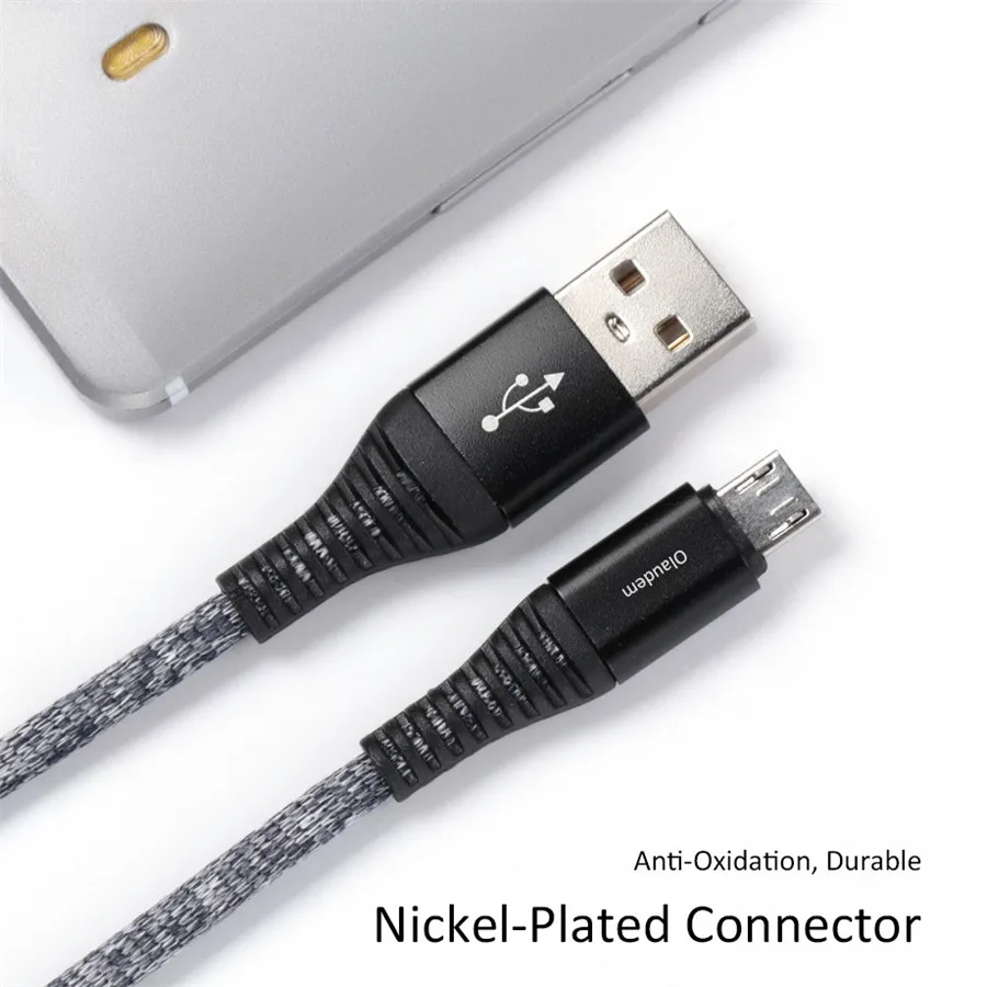 Olaudem Micro USB кабель с хлопковой оплеткой для android устройств 1 м Зарядка телефона