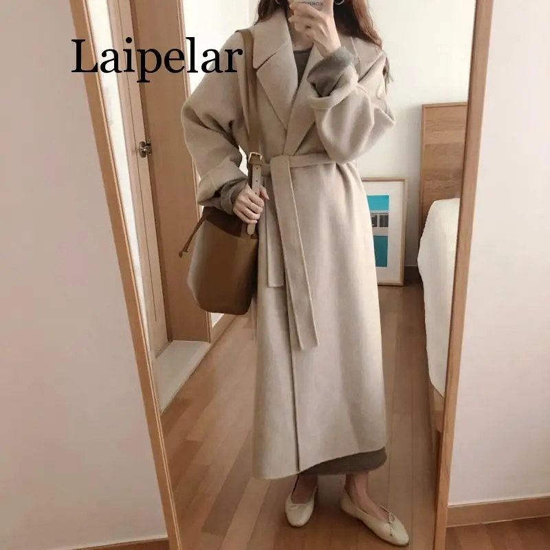 Laipelar женское корейское зимнее длинное пальто верхняя одежда свободные женские