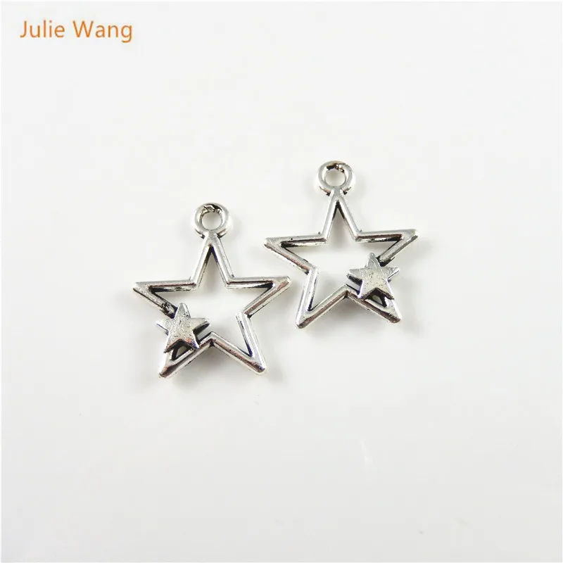 Julie Wang 30 шт. подвески в виде звезд элегантный дизайн античное серебряное ожерелье