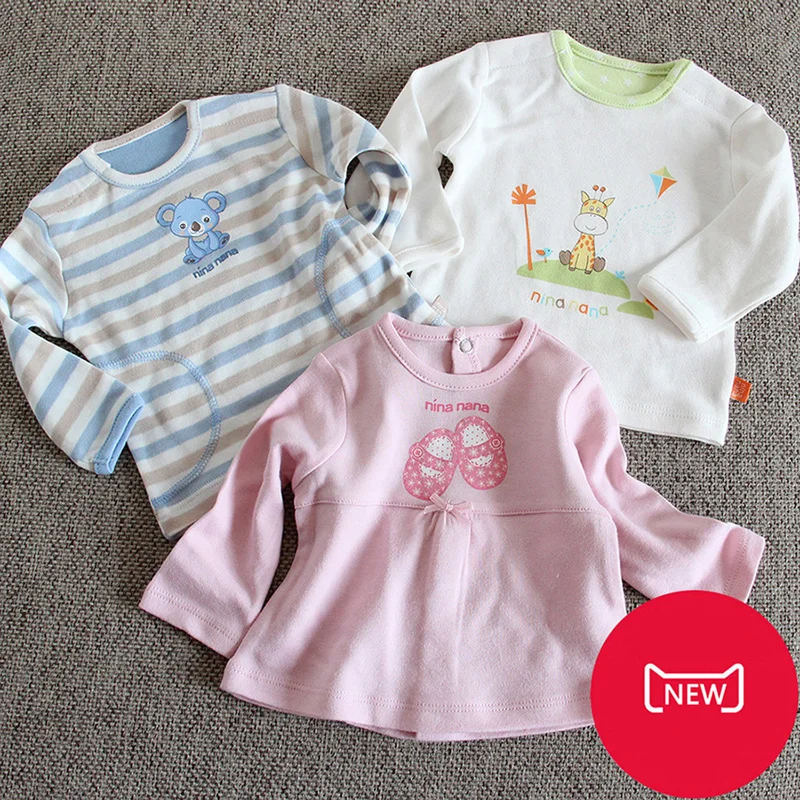 Футболка для новорожденных мальчиков и девочек с круглым вырезом в полоску