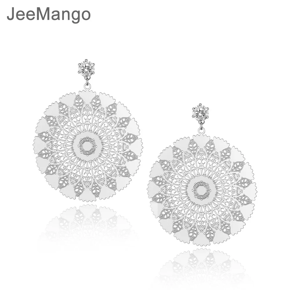 Изысканные геометрические серьги JeeMango из титановой стали круглые ювелирные