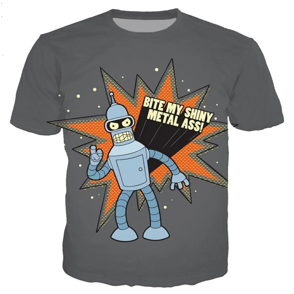 Новая классическая футболка с героями мультфильмов Futurama, мужская и женская футболка с 3D принтом, новинка, модная футболка в стиле хип-хоп, уличная одежда, повседневные летние топы