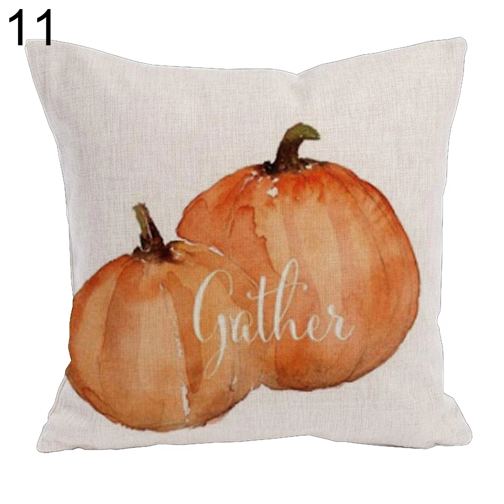 Высококачественный льняной чехол для подушки с дизайном осеннего сбора тыквы