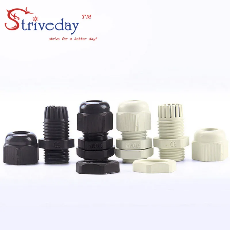 100pcs/lot creamy-white Black M18 Nylon plastic cable gland Wiring Accessories connector IP68 waterproof Gland | Обустройство дома