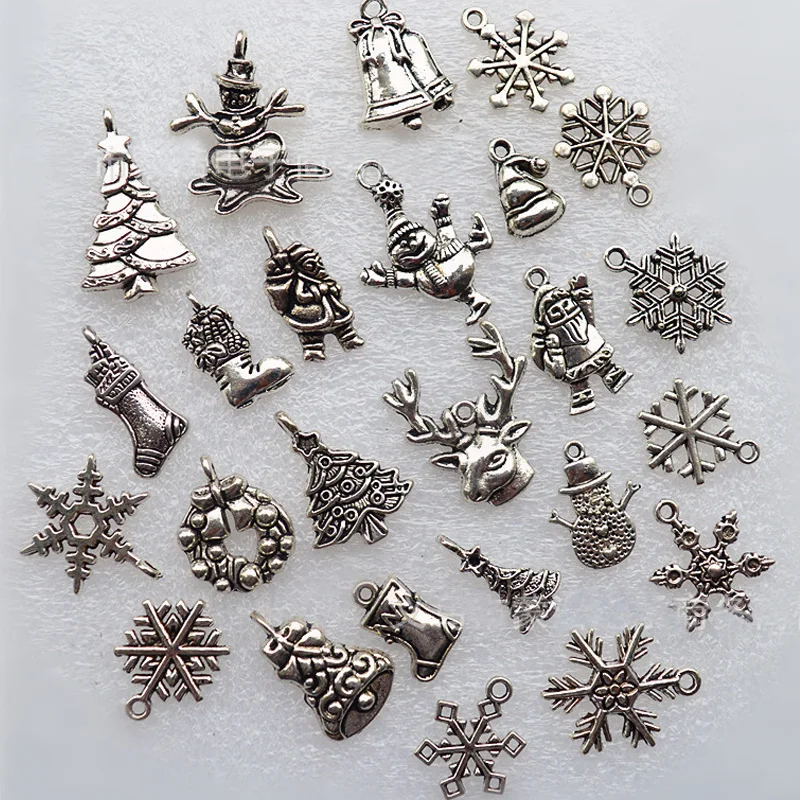 30 шт. металлические подвески Санта Клаус снежинка колокольчики олень снеговик