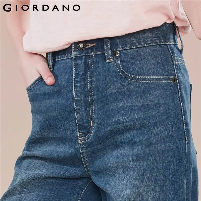 Giordano женские джинсовые брюки необработанный край Длина по щиколотку Широкие