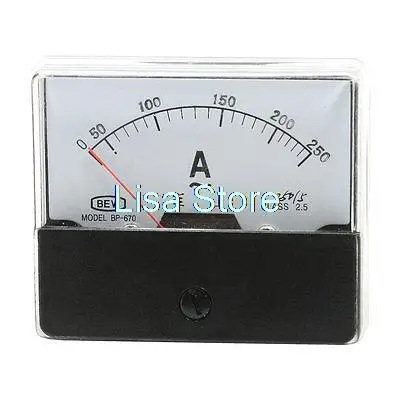 

AC 0-250A Rectangle Analog Panel Thread Mount Ammeter Gauge BP-670