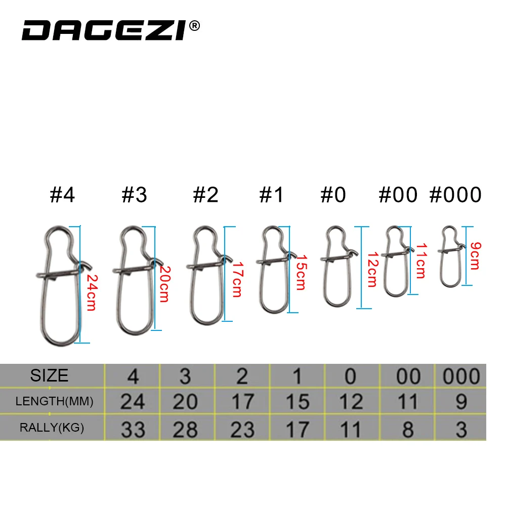 DAGEZI 100 шт./лот Вертлюг из нержавеющей стали защелкивающаяся защелка безопасная