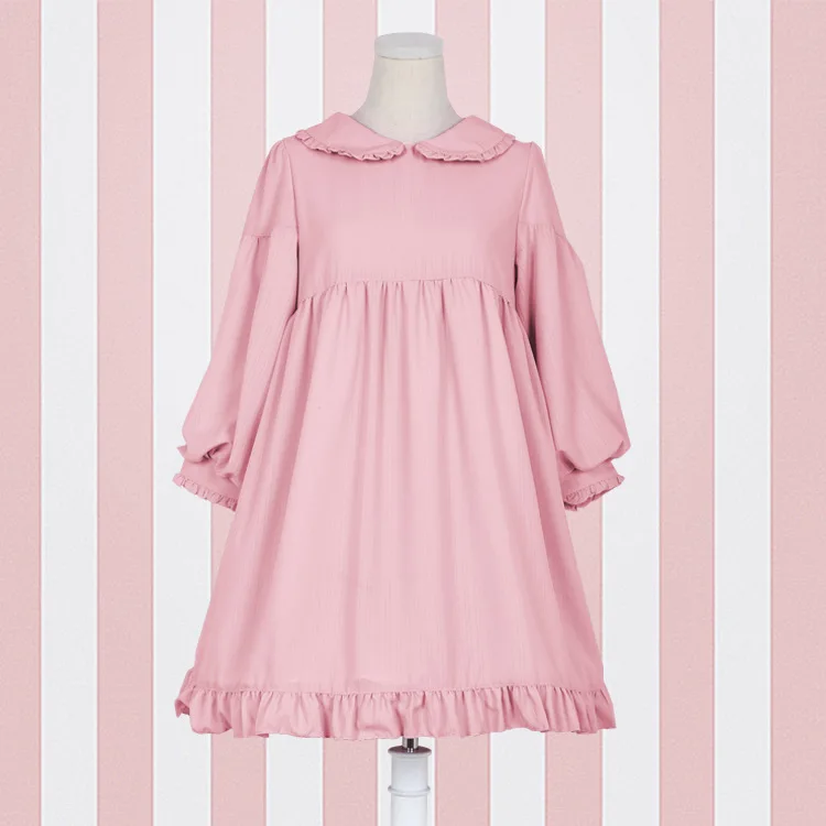 Милое платье с высокой талией Повседневное лолиты рукавами фонариками от