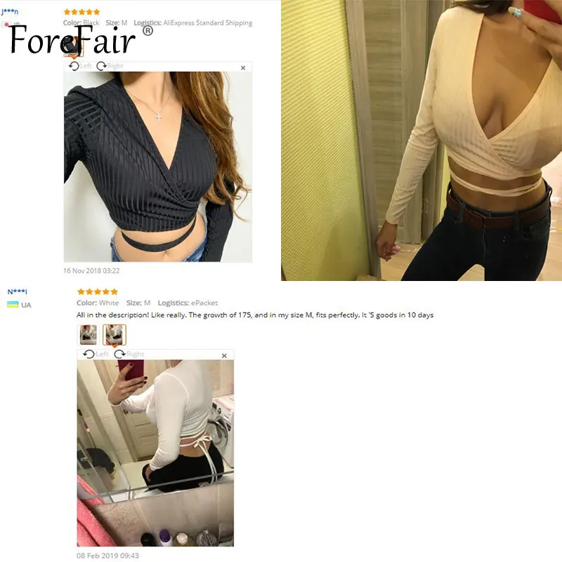 Forefair, женская рубашка с v-образным вырезом и длинным рукавом, осень, на шнуровке, с запахом, Сексуальная рубашка, ребристые Зимние Топы для женщин