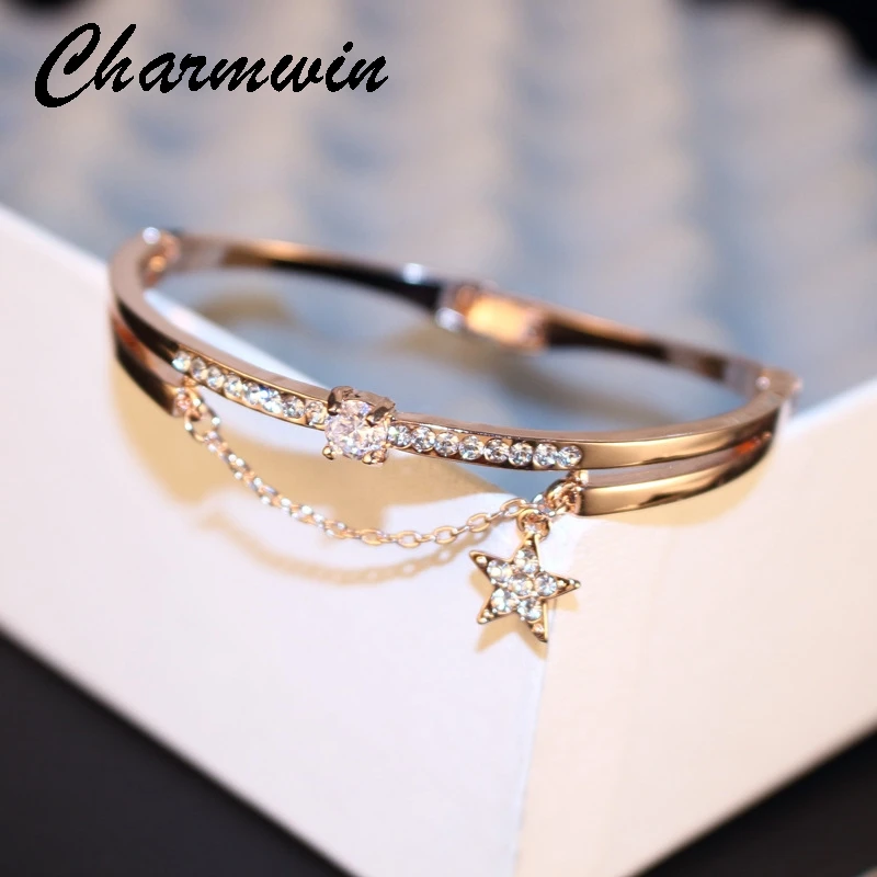 Женский Браслет манжета с кристаллами и звездами|bangle bracelet|brand bangle braceletbangles brand