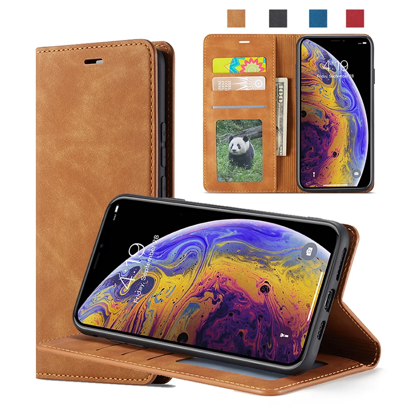 Роскошный кожаный флип чехол для iPhone 11 Pro Xs Max Xr X 7 8 6 6s Plus 5 5S SE кошелек держатель