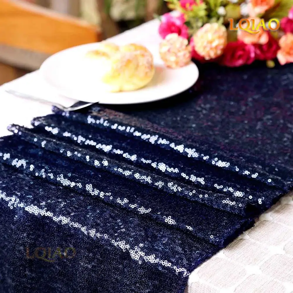 Navy Blue 12x72/12x108 блестящие розовое золото/серебро/темно-синий/розовые/Красные ковровые дорожки на стол для свадебной вечеринки Рождественское украшение chemin de table mariage - Цвет: Navy Blue