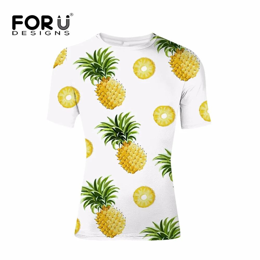 FORUDESIGNS/футболка с ананасом одежда летняя футболка мужская женская повседневная