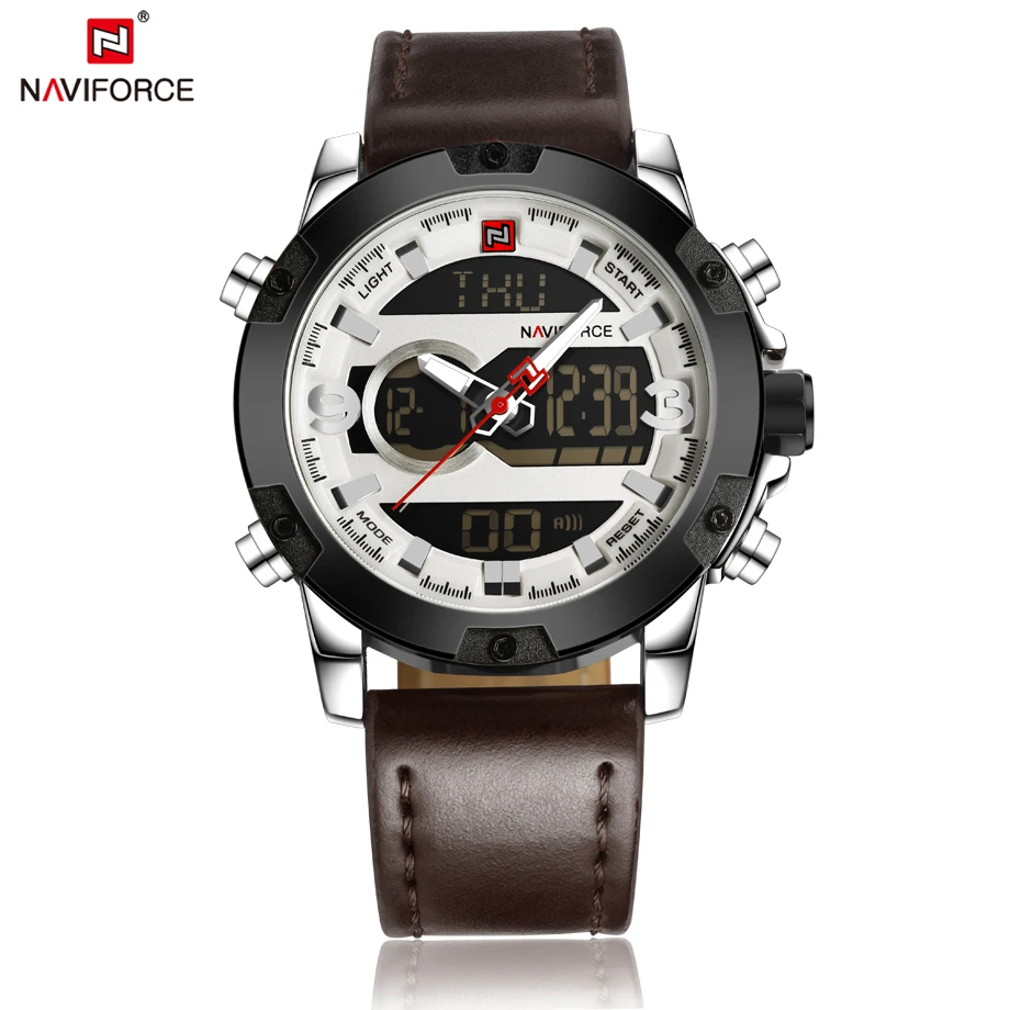 NAVIFORCE Мужские часы с кожаным ремешком Аналоговые кварцевые наручные часы модные спортивные армейские часы мужские часы Relogio Masculino