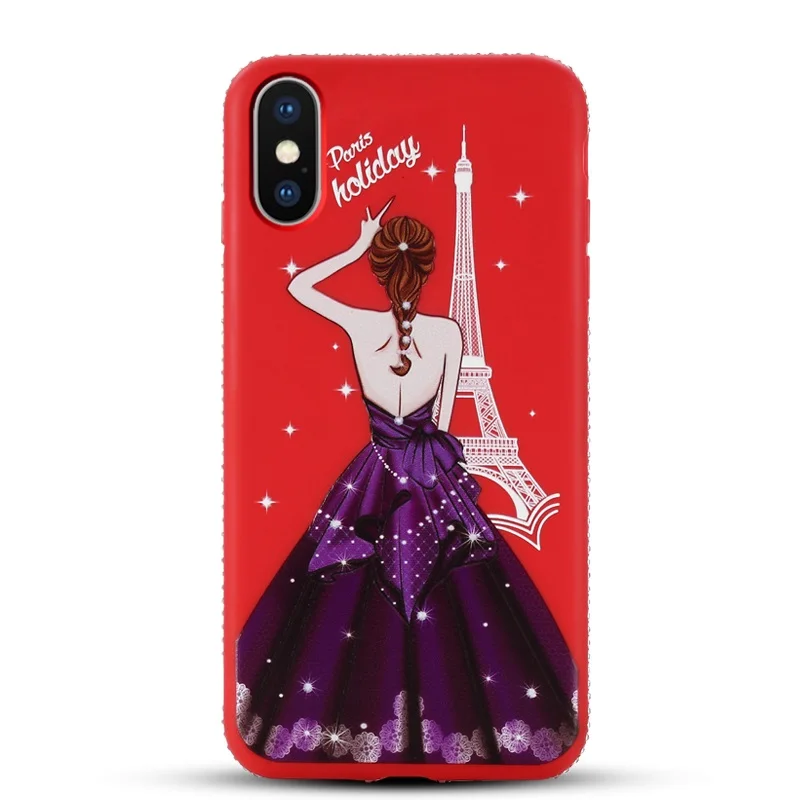 Heyjingles юбка для девочек чехол Apple IPhone х задняя крышка iPhone 6 7 8 плюс горный хрусталь