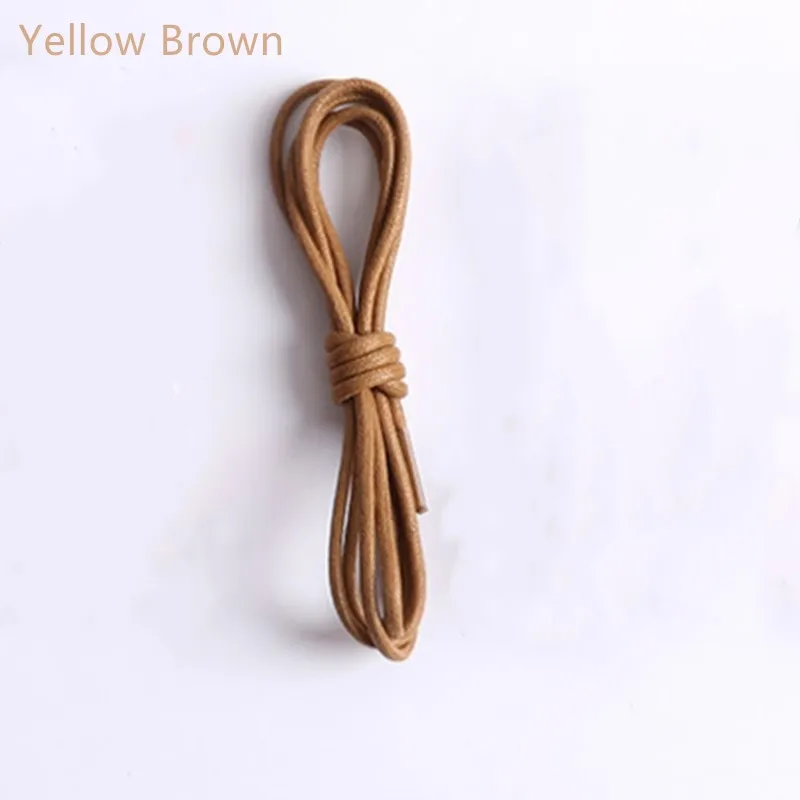 yellow brown 1 пара 80 круглых вощеных цветных шнурков эластичные кожаные шнурки для обуви ботинок шнурки для спортивной обуви шнур круглые шнурки Ботинки martin - Цвет: yellow brown