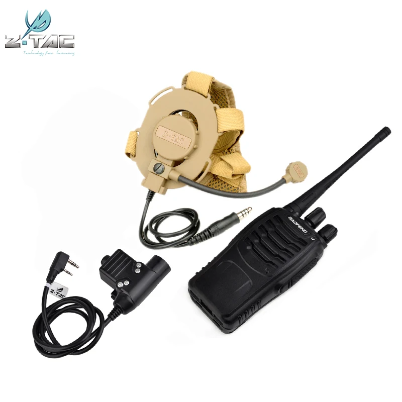 Тактическая Военная гарнитура Z для страйкбола Bowman Evo III и U94 PTT KENWOOD + BAOFENG888S рация