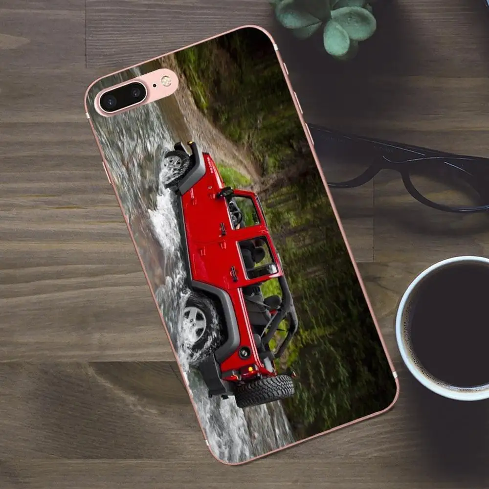 Мягкий рисунок розовый красный Jeep Wrangler Suv Sport для Apple iPhone 4 4S 5 5C SE 6 6S 7 8 Plus X Galaxy A3 A5 J1 J2