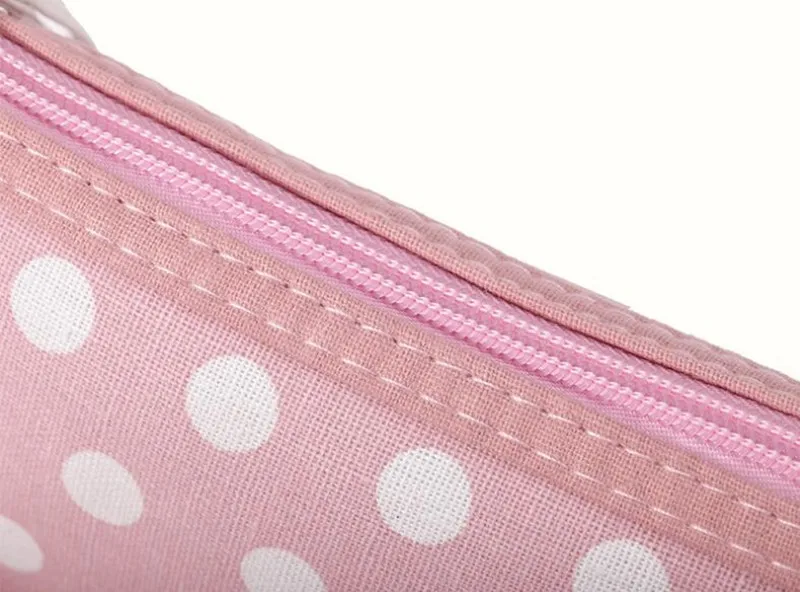Canvas Cosmetic Bag for Women Dot Zipper Change Storage Organizer Female Card Package Key Bag Mobile Phone Bag Simple Makeup Bag