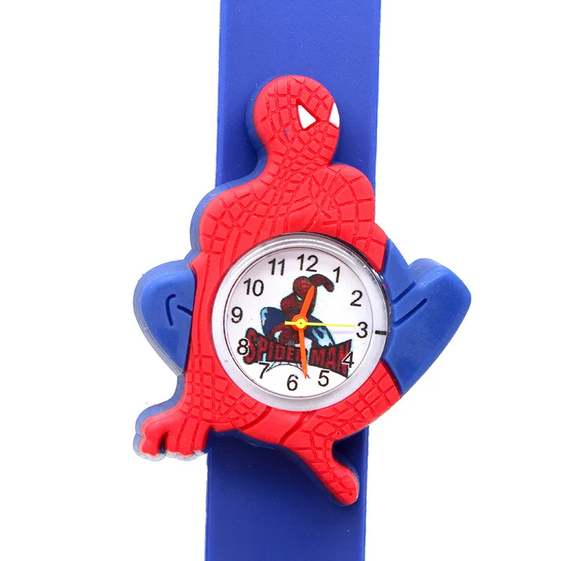 Spiderman Blue Детские часы 3d мультфильм игрушки прекрасный подарок аниме потрепанные наручные часы Аниме потрепанные часы силиконовый ремешок Детские Кварцевые часы - Цвет: Spiderman Blue