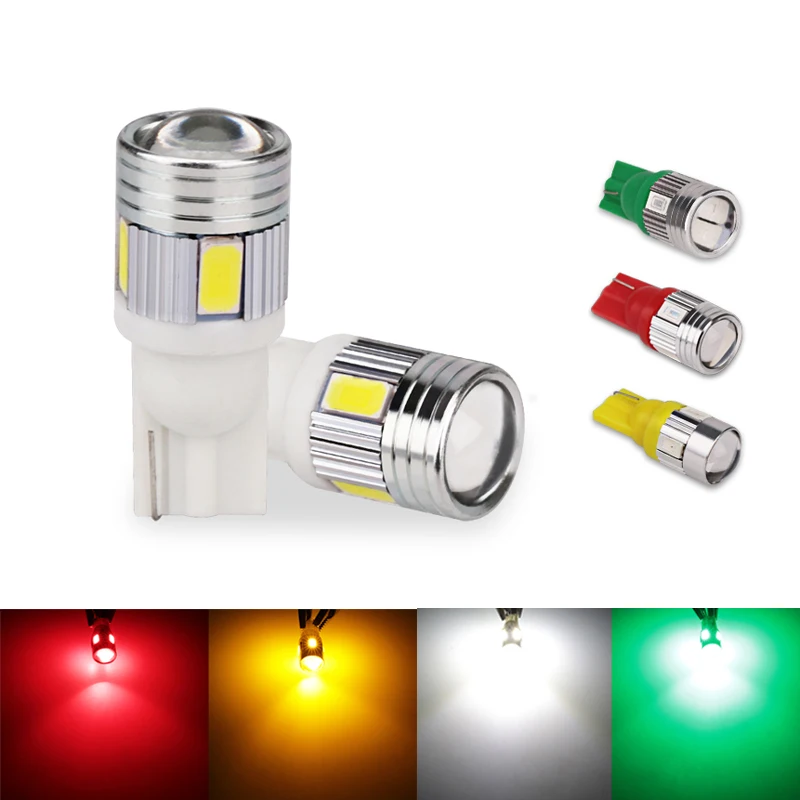 Белый T10 W5W 168 194 6SMD с объективом 5630 Светодиодный автомобильный клиновидный