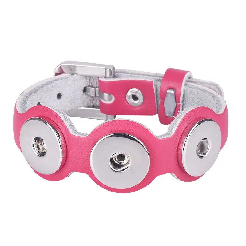 Женские кожаные браслеты три пряжки очаровательные кнопки кожаный браслет и для