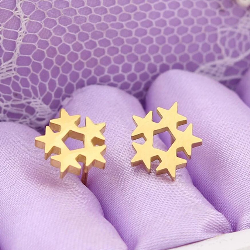 Yiustar Star Милые простые серьги из нержавеющей стали изысканный очаровательный